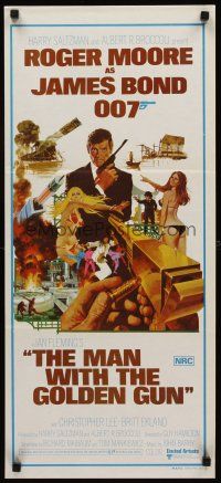 8c637 MAN WITH THE GOLDEN GUN Aust daybill '74 Roger Moore as James Bond by Robert McGinnis!