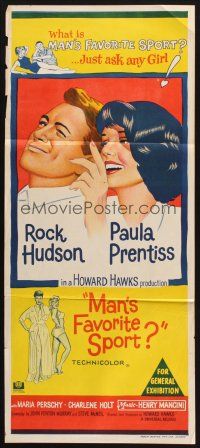 8c638 MAN'S FAVORITE SPORT Aust daybill '64 Rock Hudson falls in love w/Paula Prentiss!