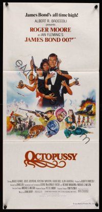 8c673 OCTOPUSSY Aust daybill '83 art of sexy Maud Adams & Roger Moore as James Bond by Gouzee!