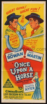 8c679 ONCE UPON A HORSE Aust daybill '58 great wacky art of Rowan & Martin, TV's funsters!