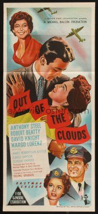 8c689 OUT OF THE CLOUDS Aust daybill '57 airplane pilot Anthony Steel, James Robertson Justice!