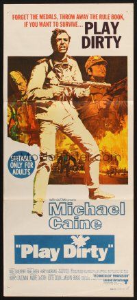 8c711 PLAY DIRTY Aust daybill '69 cool art of WWII soldier Michael Caine with machine gun!