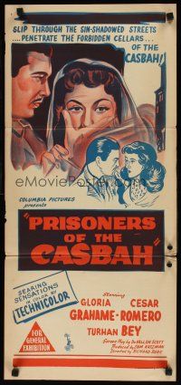 8c721 PRISONERS OF THE CASBAH Aust daybill '53 dazzling, desirable & deadly sexy Gloria Grahame!