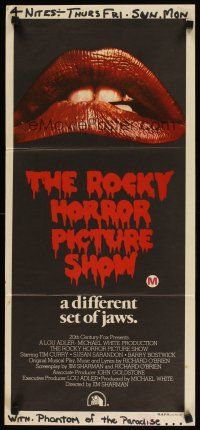 8c760 ROCKY HORROR PICTURE SHOW Aust daybill '75 c/u lips image, a different set of jaws!