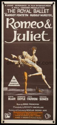 8c766 ROMEO & JULIET Aust daybill '66 Margot Fonteyn, Rudolf Nureyev, English ballet version!