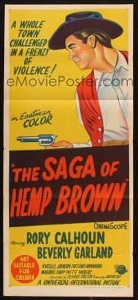 8c772 SAGA OF HEMP BROWN Aust daybill '58 Beverly Garland, art of Rory Calhoun with gun!