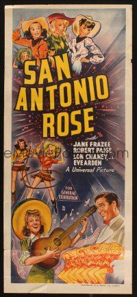 8c777 SAN ANTONIO ROSE Aust daybill '41 art of Jane Frazee playing guitar & sexy chorus cowgirls!