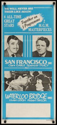 8c779 SAN FRANCISCO/WATERLOO BRIDGE Aust daybill '70s Clark Gable, Spencer Tracy, Vivien Leigh!