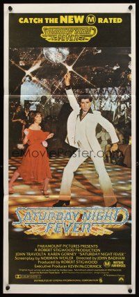 8c784 SATURDAY NIGHT FEVER M-rated Aust daybill '77 disco dancer John Travolta & Karen Lynn Gorney!