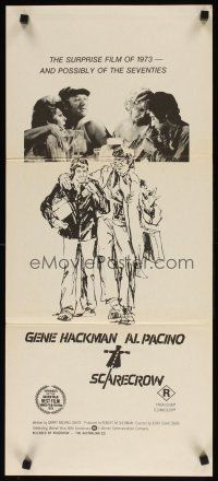 8c786 SCARECROW Aust daybill '73 cool artwork of Gene Hackman with cigar & young Al Pacino!