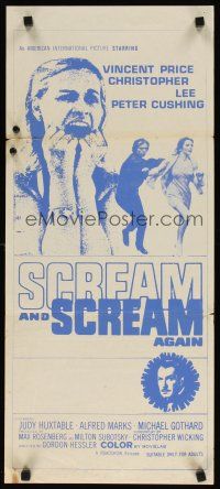 8c787 SCREAM & SCREAM AGAIN Aust daybill '70 Vincent Price, different horror images!