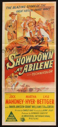 8c803 SHOWDOWN AT ABILENE Aust daybill '56 gun-shy sheriff Jock Mahoney, pretty Martha Hyer!