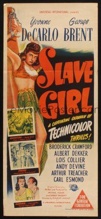 8c816 SLAVE GIRL Aust daybill '47 sexy chained Yvonne De Carlo in Arabian adventure!