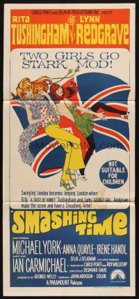8c819 SMASHING TIME Aust daybill '67 Rita Tushingham & Lynn Redgrave go mod in swinging London!