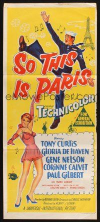 8c827 SO THIS IS PARIS Aust daybill '54 Tony Curtis is on leave and in love w/Gloria DeHaven!