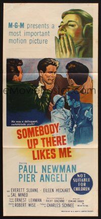 8c829 SOMEBODY UP THERE LIKES ME Aust daybill '56 Paul Newman as boxing champion Rocky Graziano!