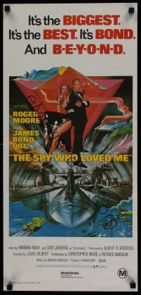 8c840 SPY WHO LOVED ME Aust daybill R80s great art of Roger Moore as James Bond 007 by Bob Peak!