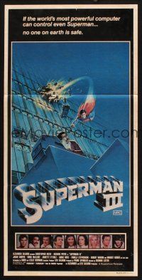 8c859 SUPERMAN III Aust daybill '83 art of Christopher Reeve flying, Richard Pryor by Larry Salk!