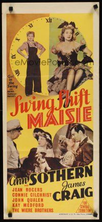 8c865 SWING SHIFT MAISIE Aust daybill '43 images of sexy Ann Sothern, James Craig!