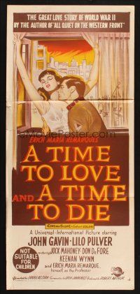 8c901 TIME TO LOVE & A TIME TO DIE Aust daybill '58 love story of WWII by Erich Maria Remarque!