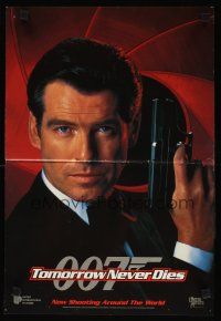 8c007 TOMORROW NEVER DIES DS int'l teaser mini poster '97 close image of Pierce Brosnan as James Bond 007!