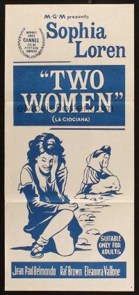 8c929 TWO WOMEN Aust daybill R60s Vittorio De Sica's La Ciociara, art of crying Sophia Loren!