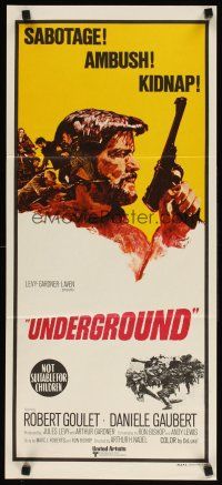 8c932 UNDERGROUND Aust daybill '70 Robert Goulet, World War II sabotage, ambush, kidnap!