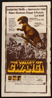 8c943 VALLEY OF GWANGI Aust daybill '69 Ray Harryhausen, cool image of cowboys battling dinosaurs!