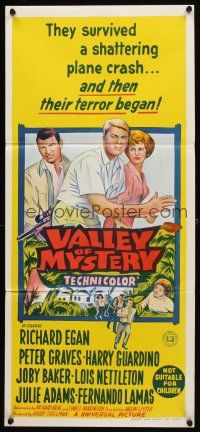 8c944 VALLEY OF MYSTERY Aust daybill '67 Peter Graves, Lois Nettleton, they survived a plane crash