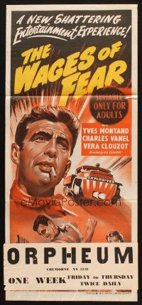 8c948 WAGES OF FEAR Aust daybill '53 Yves Montand, Henri-Georges Clouzot's suspense classic!