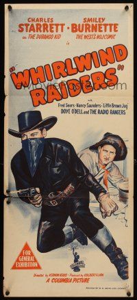 8c962 WHIRLWIND RAIDERS Aust daybill '48 Charles Starrett as The Durango Kid & Smiley Burnette!