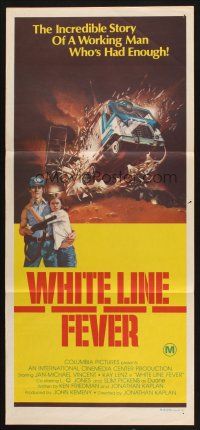 8c966 WHITE LINE FEVER Aust daybill '75 Jan-Michael Vincent, cool truck crash artwork!