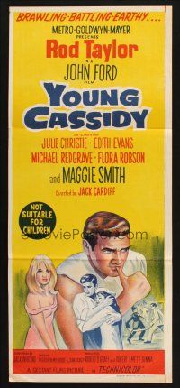 8c993 YOUNG CASSIDY Aust daybill '65 John Ford, bellowing, brawling, womanizing Rod Taylor!