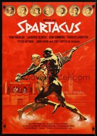 8c150 SPARTACUS German R70s classic Stanley Kubrick & Kirk Douglas epic, cool gladiator artwork!