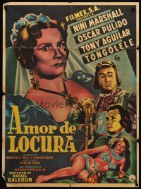 8c002 AMOR DE LOCURA Mexican poster '53 art of Nini Marshall, Pulido, Aguilar & Tongolele by Francisco Diaz Moffitt!