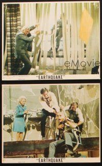 8d281 EARTHQUAKE 3 8x10 mini LCs '74 Lorne Greene, pretty Genevieve Bujold, cool action images!