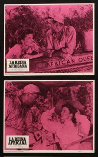 8d058 AFRICAN QUEEN 8 Spanish/U.S. 8x10 mini LCs R75 cool images of Humphrey Bogart & Katharine Hepburn!