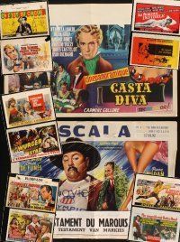 8e121 LOT OF 13 HORIZONTAL BELGIAN POSTERS '50s-60s different artwork from a variety of movies!