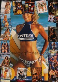 8e123 LOT OF 22 UNFOLDED SEXY WOMEN BEER COMMERCIAL POSTERS '90s-00s Foster's, Corona, Bud & more!