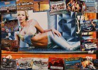 8e124 LOT OF 17 UNFOLDED HORIZONTAL BEER COMMERCIAL POSTERS '90s-00s sexy girls & motorcycles!