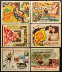 8e032 LOT OF 6 TITLE LOBBY CARDS '50s Tarzan, Terror Street, cool jungle titles!
