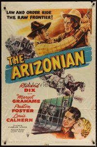8f028 ARIZONIAN style A 1sh R51 Charles Vidor, Richard Dix, law and order on the raw frontier!