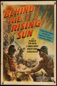 8f052 BEHIND THE RISING SUN style A 1sh '43 Tom Neal, Robert Ryan, WWII propaganda!