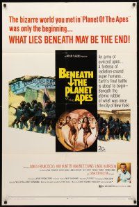 8f057 BENEATH THE PLANET OF THE APES 1sh '70 sci-fi sequel, what lies beneath may be the end!