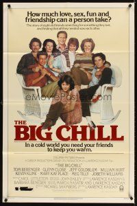 8f061 BIG CHILL 1sh '83 Lawrence Kasdan, Tom Berenger, Glenn Close, Jeff Goldblum, William Hurt
