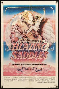 8f068 BLAZING SADDLES 1sh '74 classic Mel Brooks western, art of Cleavon Little by John Alvin!