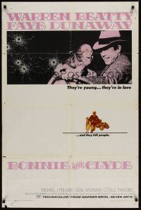 8f081 BONNIE & CLYDE 1sh '67 notorious crime duo Warren Beatty & Faye Dunaway!