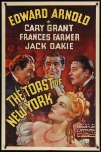 8f943 TOAST OF NEW YORK 1sh '37 pretty Frances Farmer, Cary Grant, Edward Arnold, Jack Oakie!