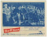 8g364 3:10 TO YUMA TC '57 different image of Glenn Ford & co-stars lined up at bar, Elmore Leonard