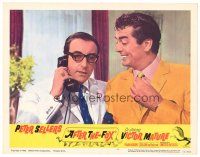 8g063 AFTER THE FOX LC #4 '66 c/u of Victor Mature smiling at Peter Sellers talking on phone!